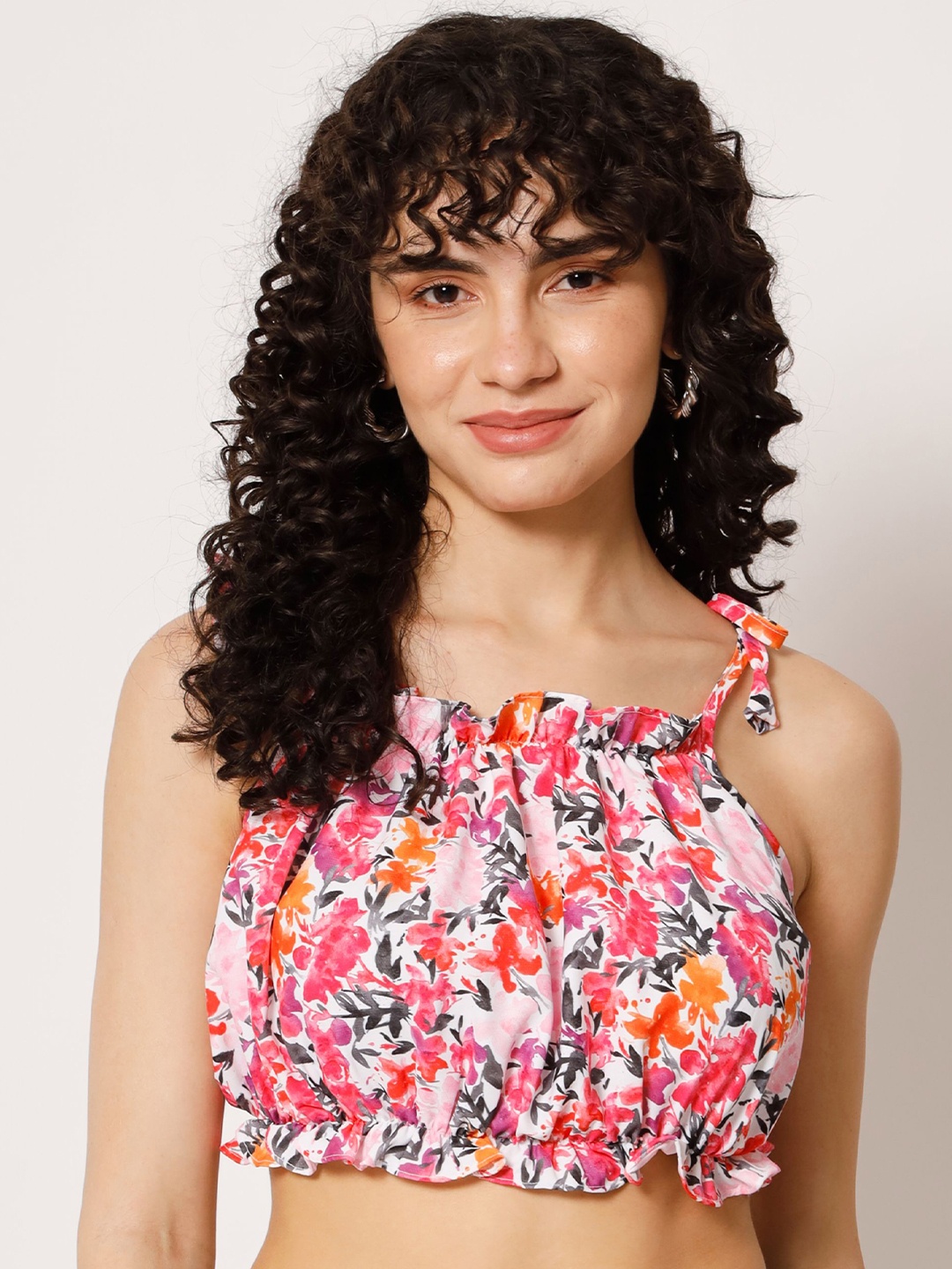 

Shopping Queen Floral Printed Bralette Top, Pink