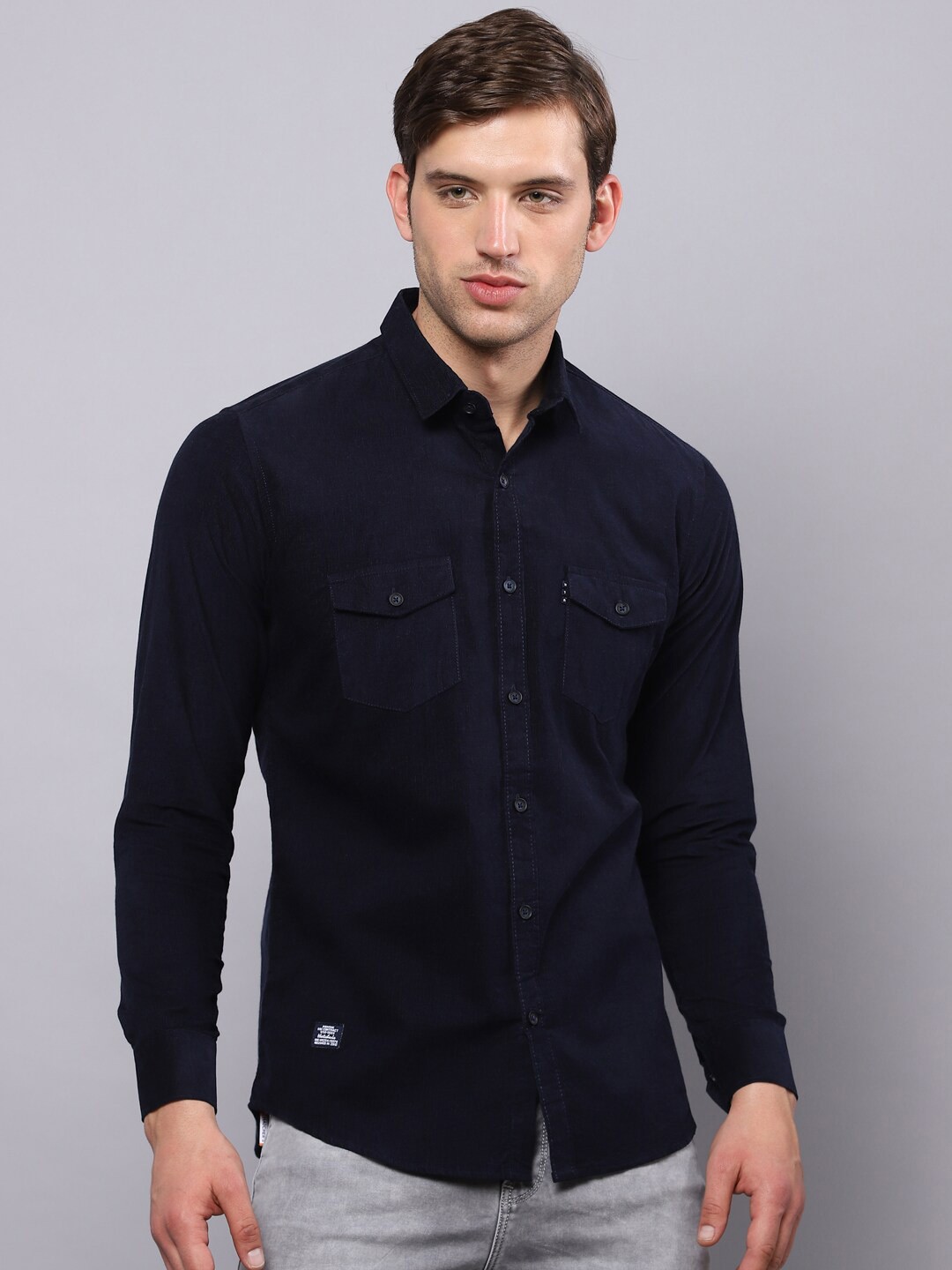 

Hatcher's Corduroy Weave Pure Cotton Casual Shirt, Navy blue