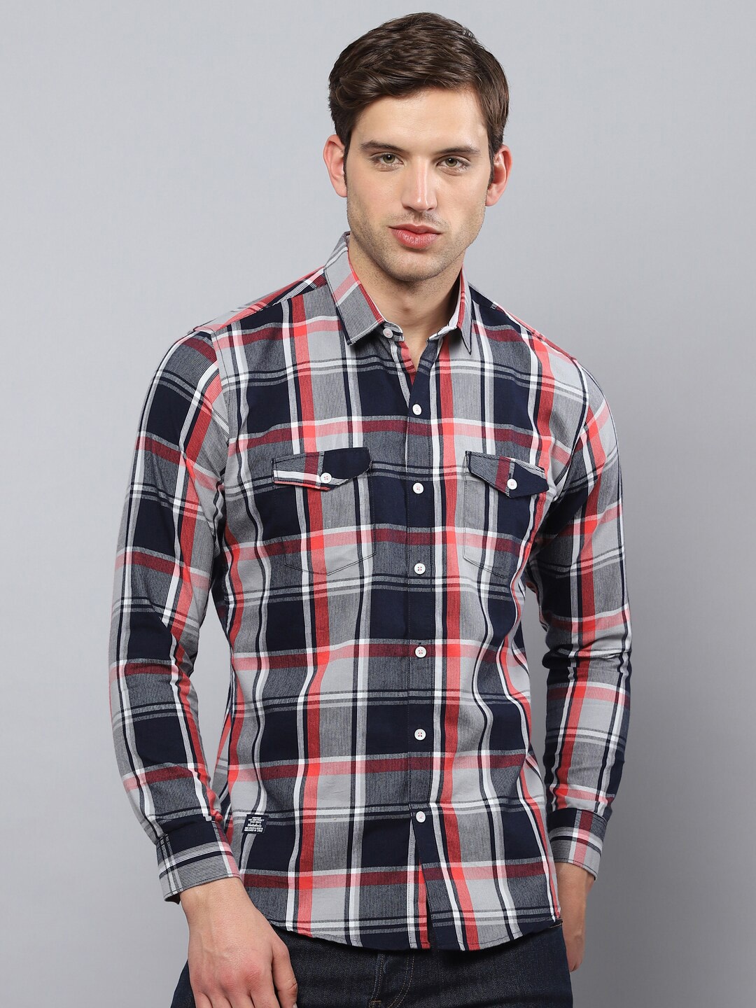 

Hatcher's Tartan Checked Corduroy Weave Pure Cotton Casual Shirt, Blue