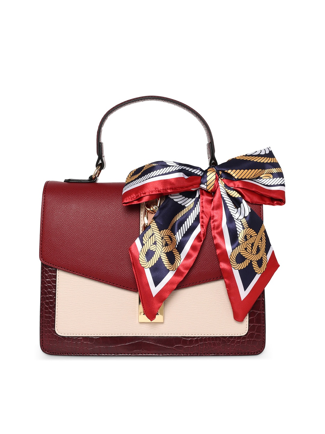 

ALDO Colourblocked Structured Handheld Bag, Maroon