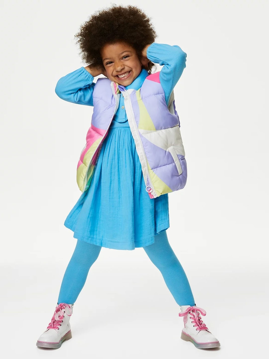 

Marks & Spencer Girls Colourblocked Longline Padded Jacket, White