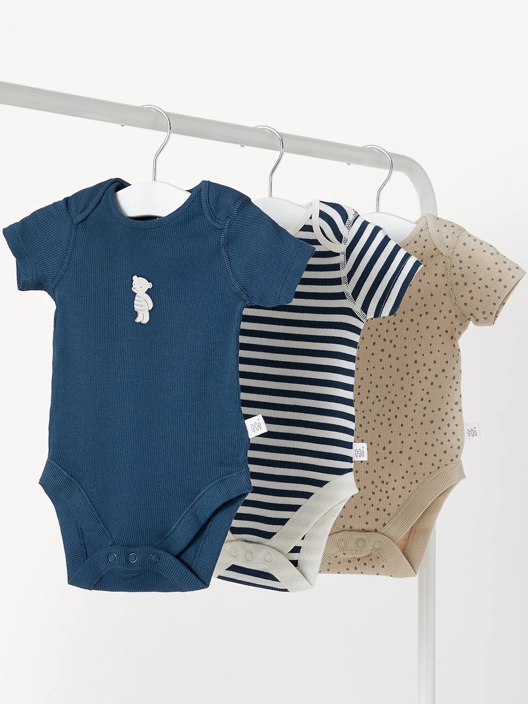 

Marks & Spencer Infant Girls Pack of 3 Striped Bodysuit, Blue