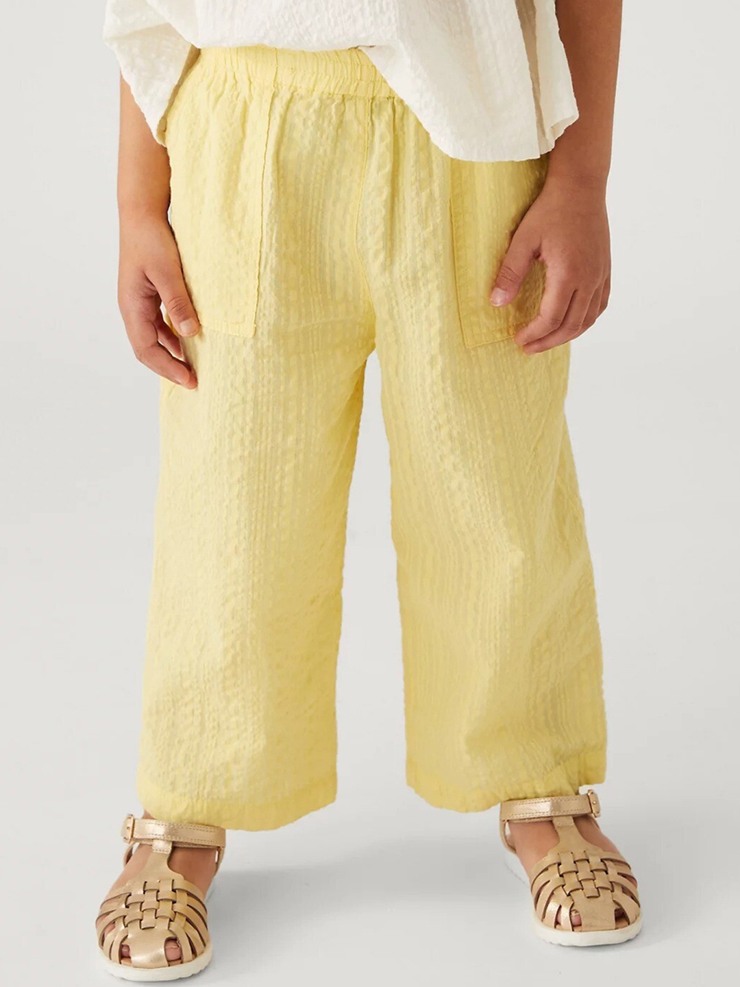 

Marks & Spencer Girls Straight Fit High-Rise Cotton Trousers, Yellow