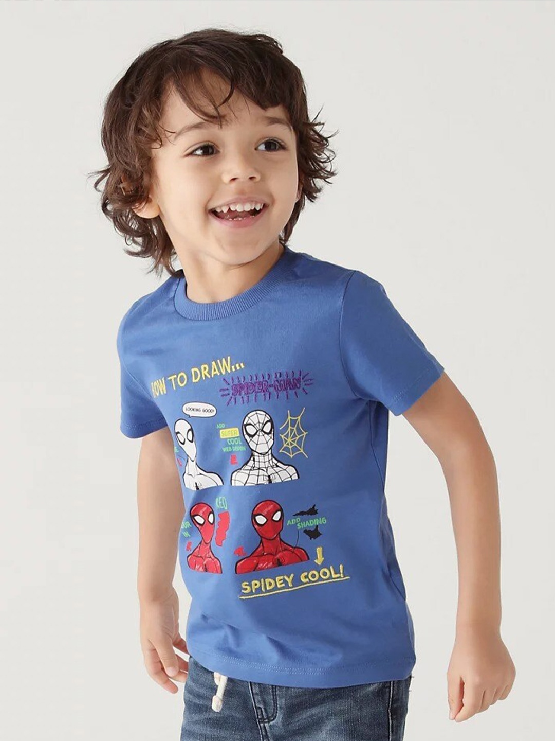 

Marks & Spencer Boys Spider-Man Printed Pure Cotton T-shirt, Blue