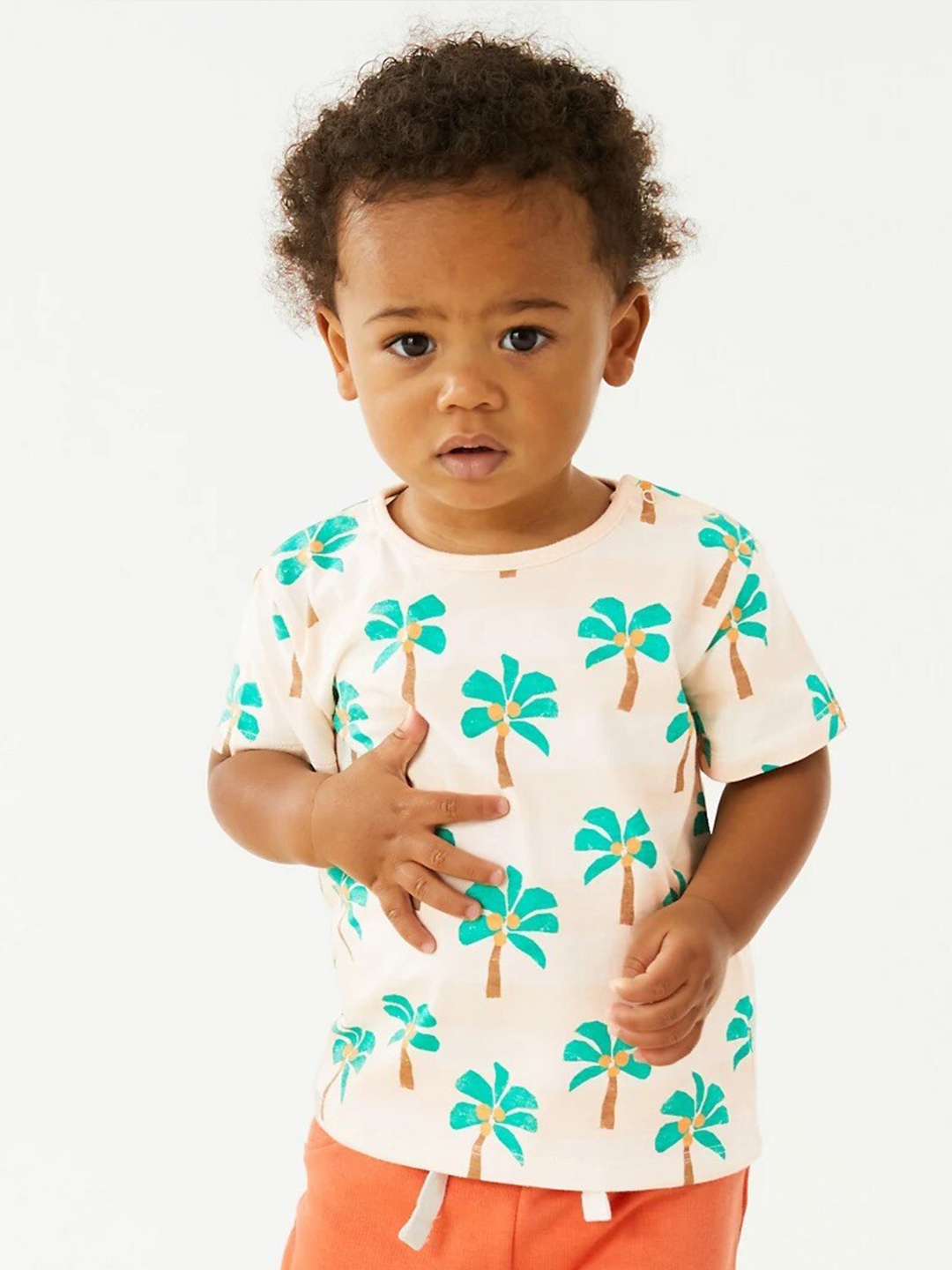 

Marks & Spencer Infant Boys Tropical Printed Pure Cotton T-shirt, Off white