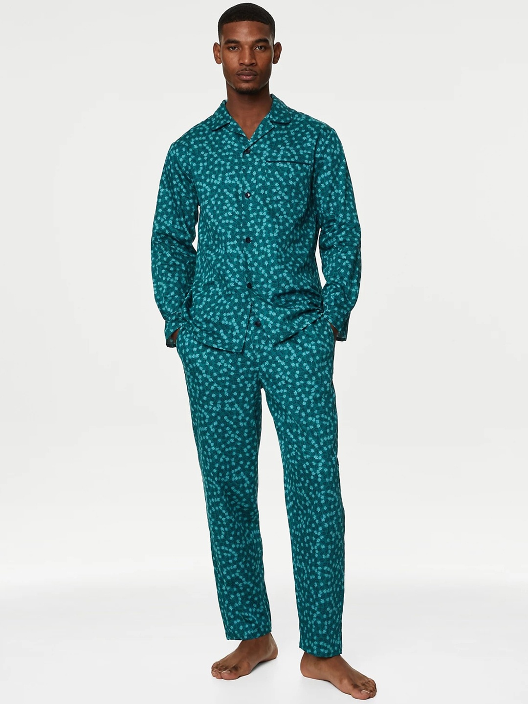 

Marks & Spencer Floral Printed Pure Cotton Night suit, Teal