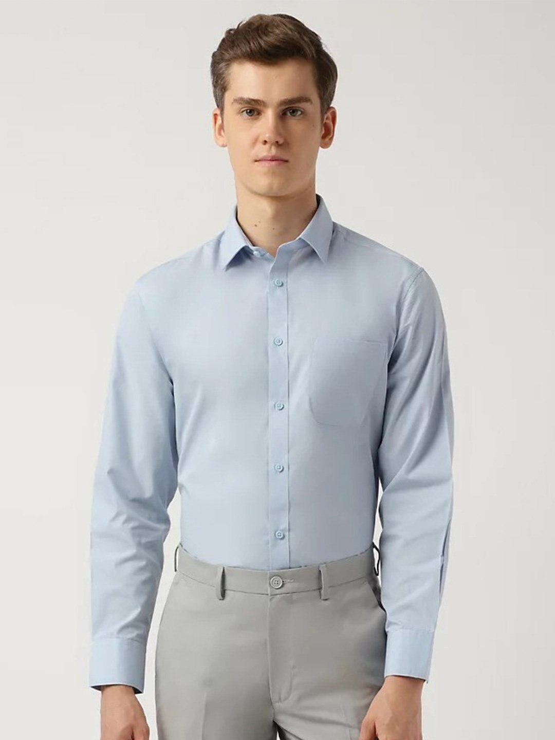 

Marks & Spencer Spread Collar Opaque Regular Fit Cotton Casual Shirt, Blue