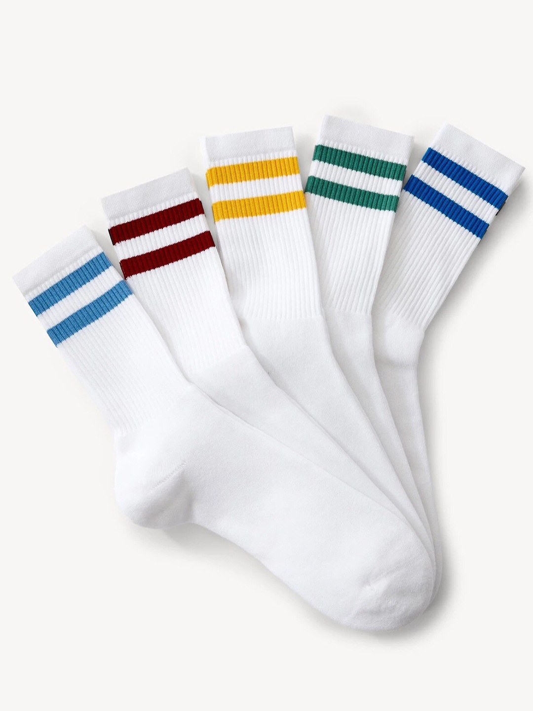 

Marks & Spencer Men Pack Of 5 Patterned Above Ankle Length Socks, White