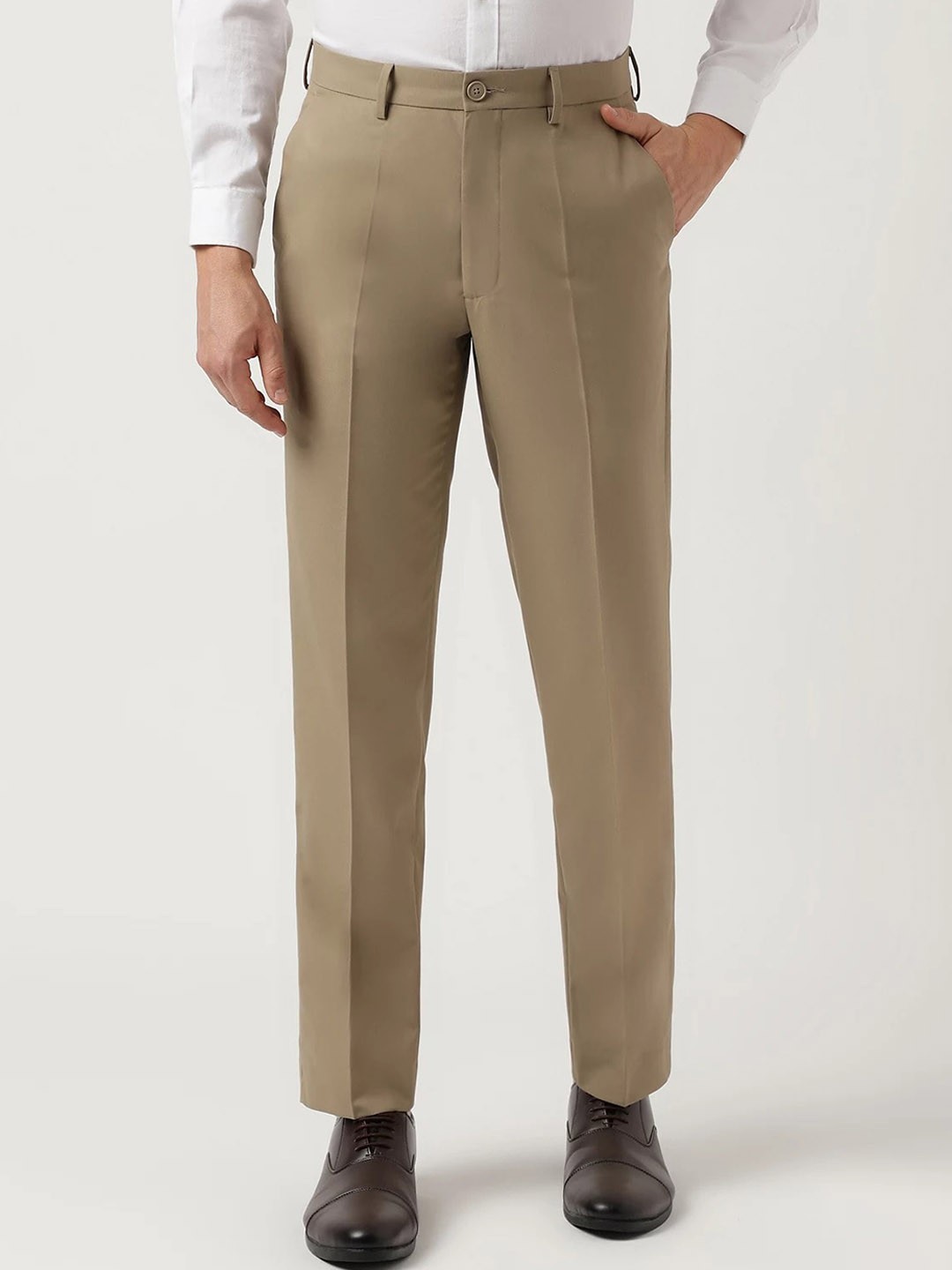 

Marks & Spencer Men Mid-Rise Trousers, Brown