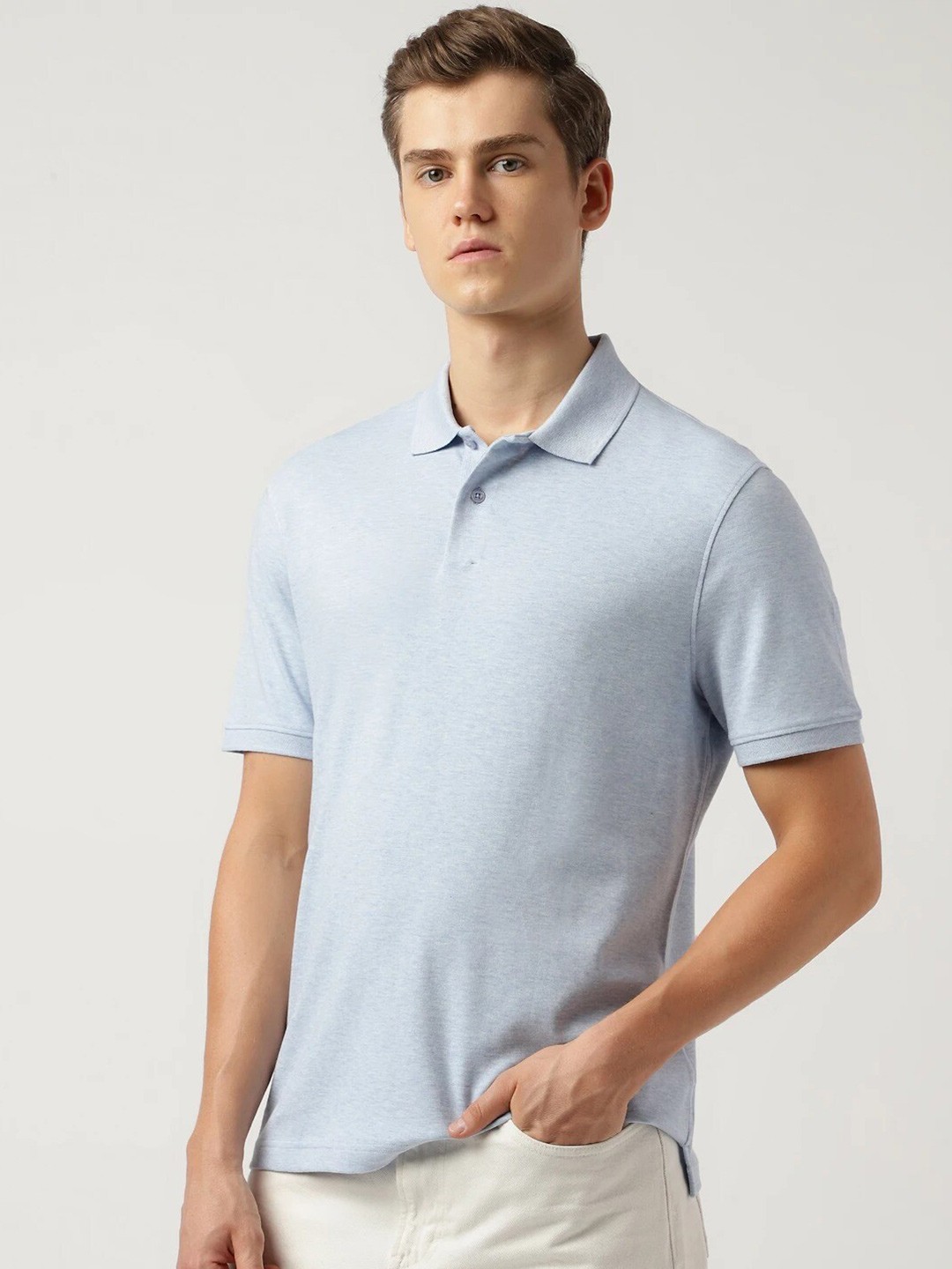 

Marks & Spencer Polo Collar Pure Cotton Casual T-shirt, Blue