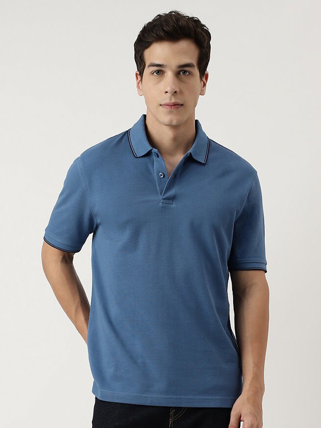 

Marks & Spencer Polo Collar Pure Cotton Casual T-shirt, Blue