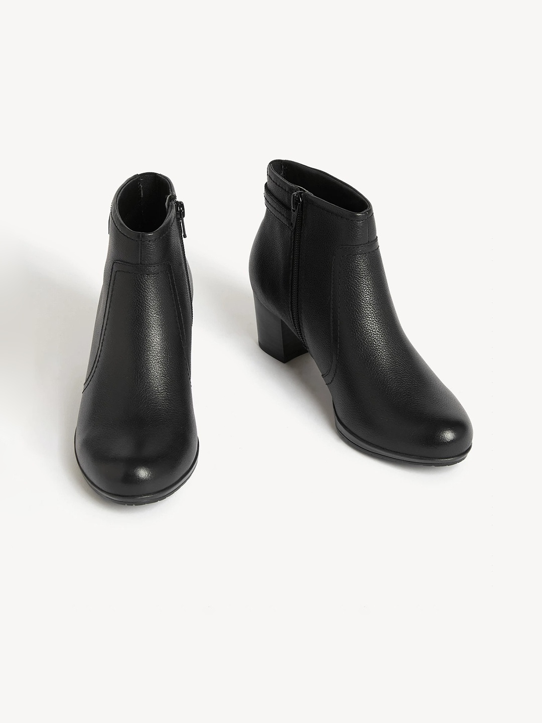 

Marks & Spencer Women Textured Heeled Mid-Top Regular Boots, Black