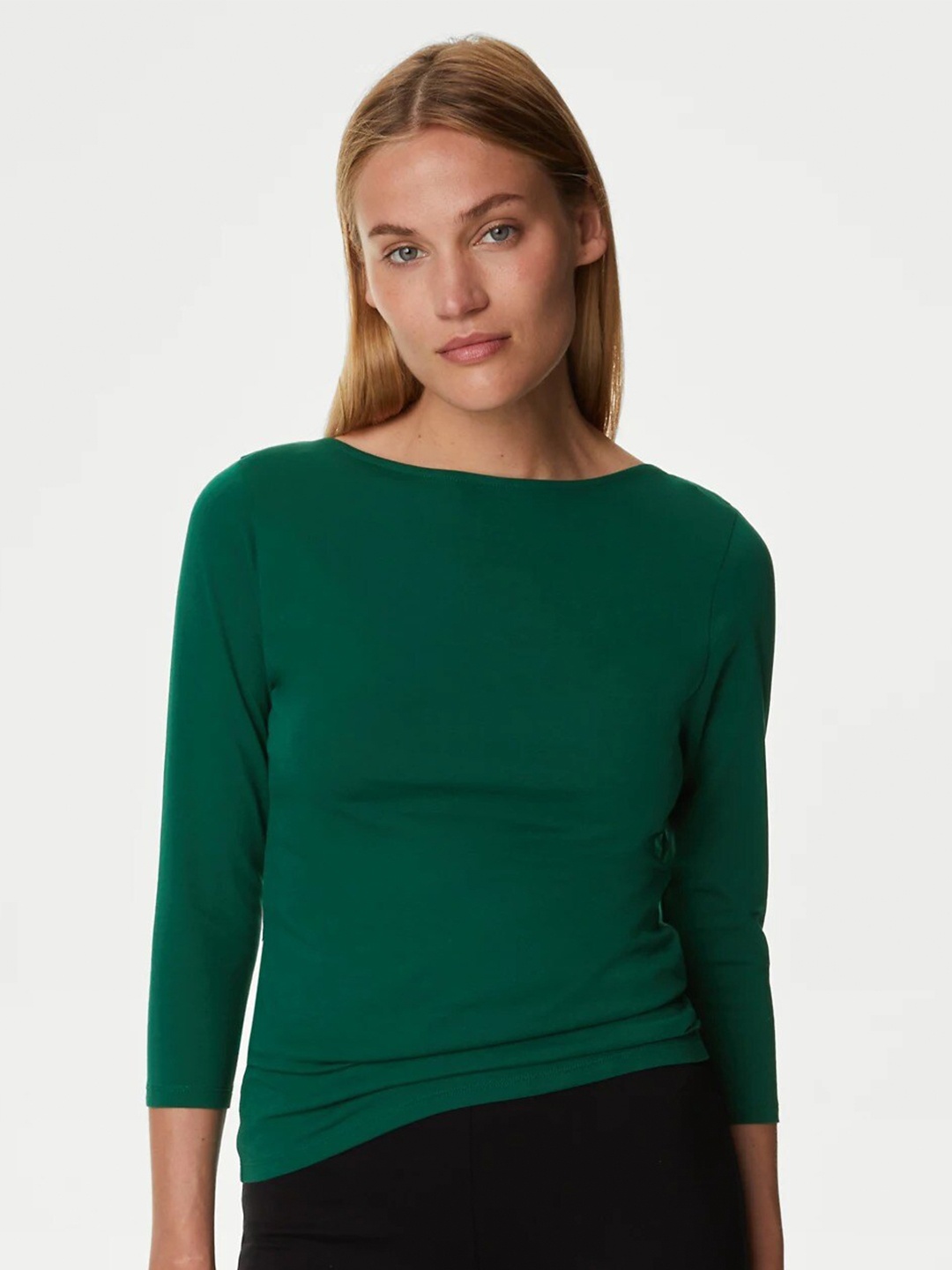 

Marks & Spencer Boat Neck Regular Top, Green