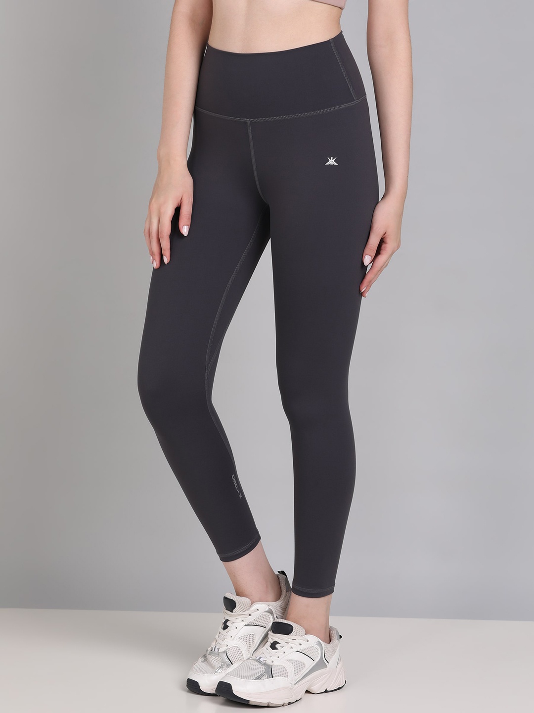

KOBO Women High Waist Ankle Length Anti Slip Seamless Rapid-Dry Tights, Grey