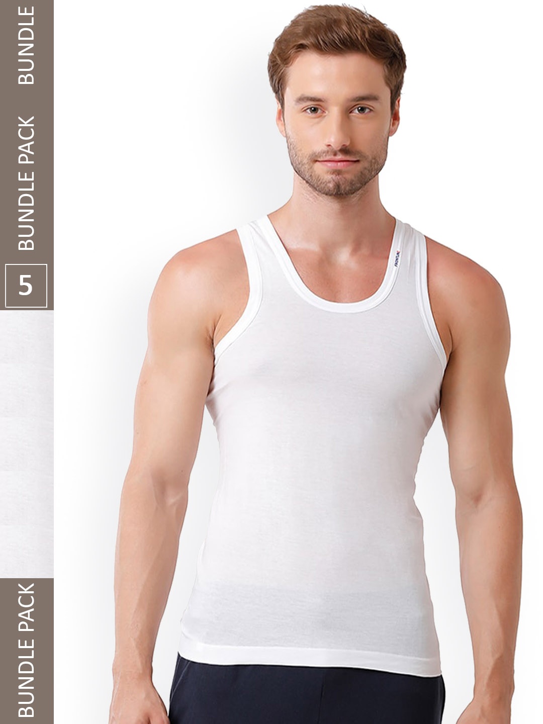 

Rupa Frontline Pack Of 5 Cotton Basic Innerwear Vests, White