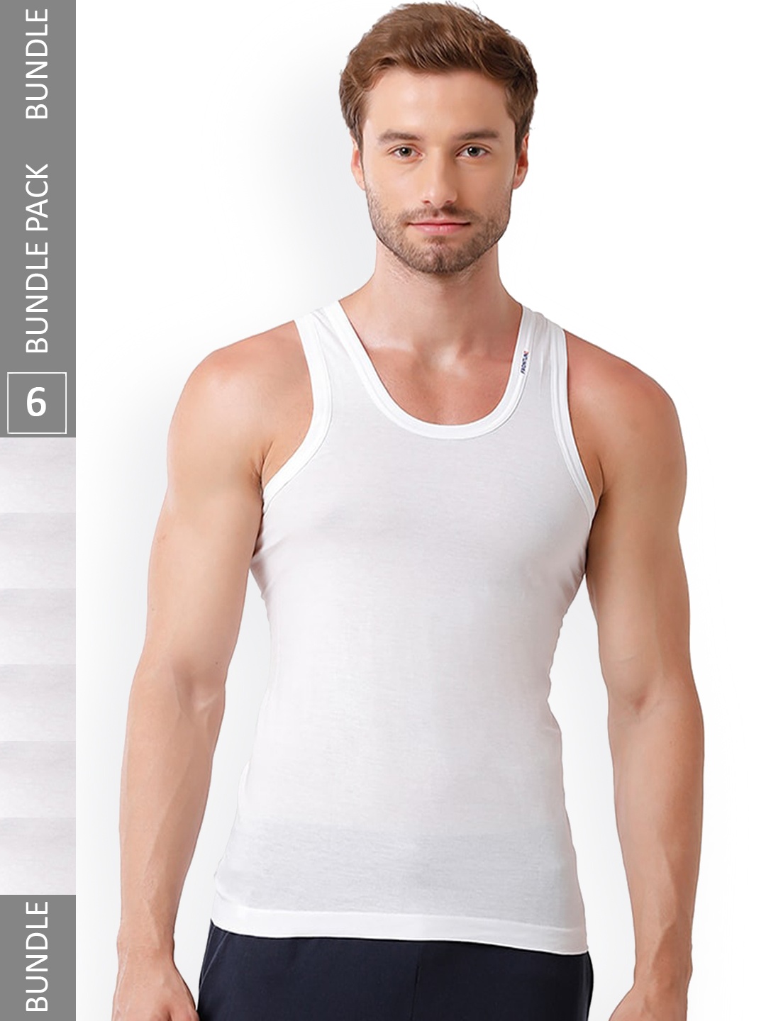 

Rupa Frontline Pack Of 6 Cotton Basic Innerwear Vests, White