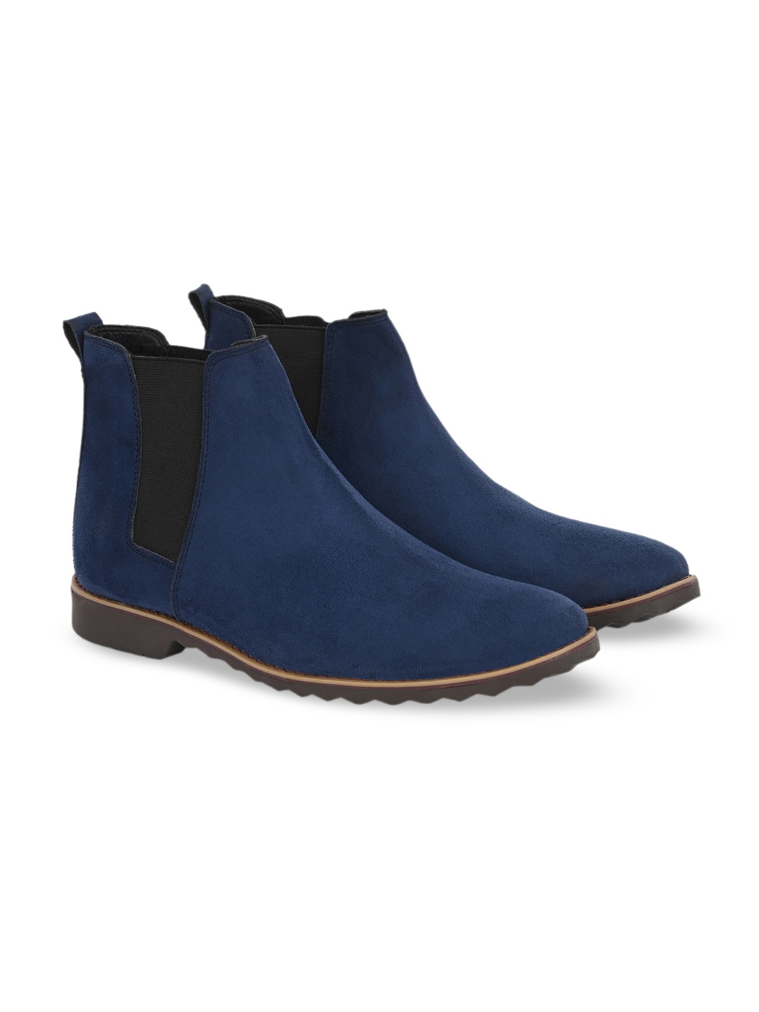 

ATTITUDIST Men Mid-Top Suede Chelsea Boots, Navy blue