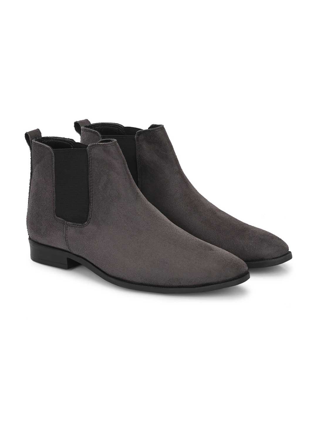 

ATTITUDIST Men Mid Top Leather Chelsea Boots, Grey