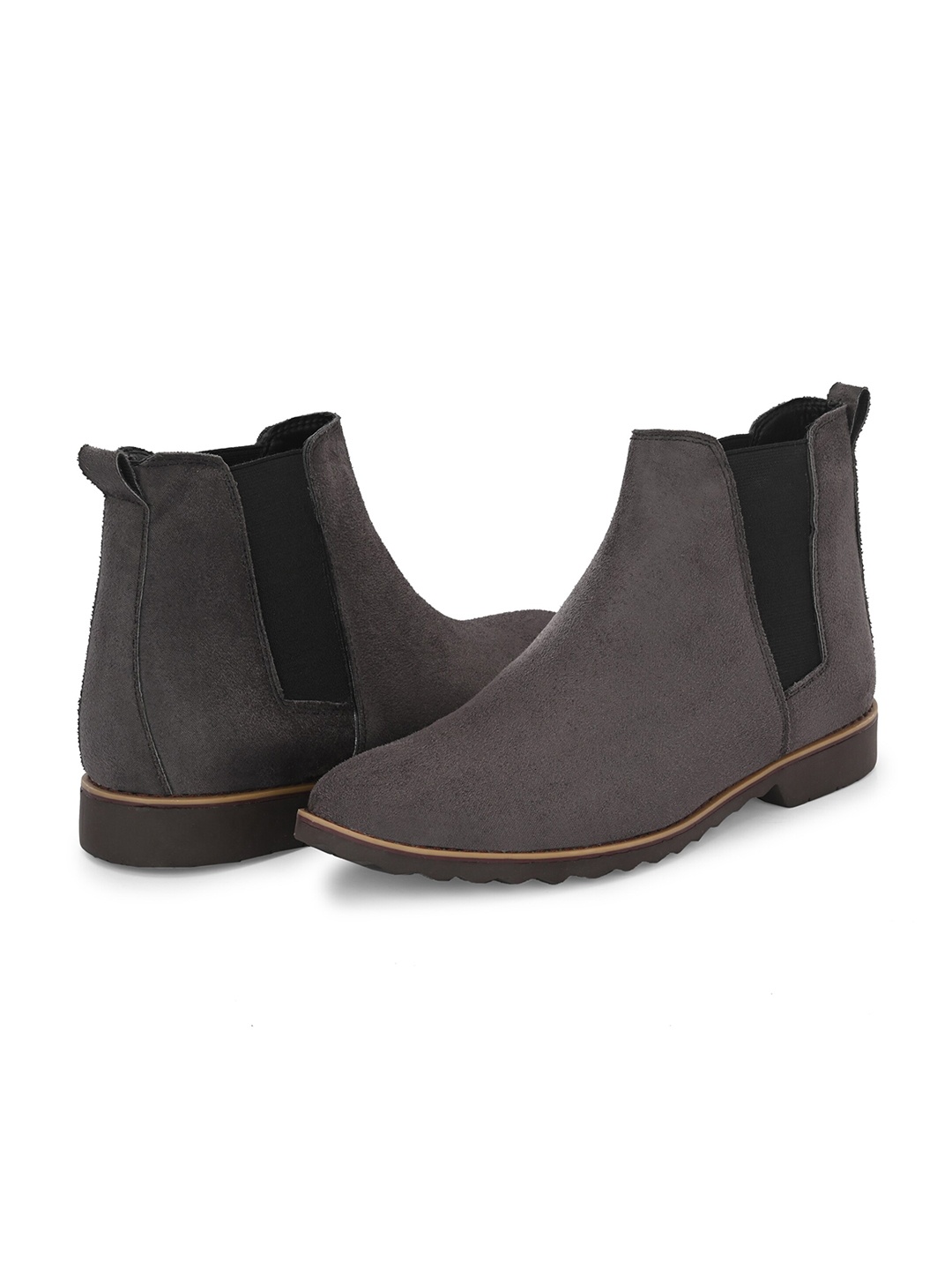 

ATTITUDIST Men Mid-Top Leather Chelsea Boots, Grey