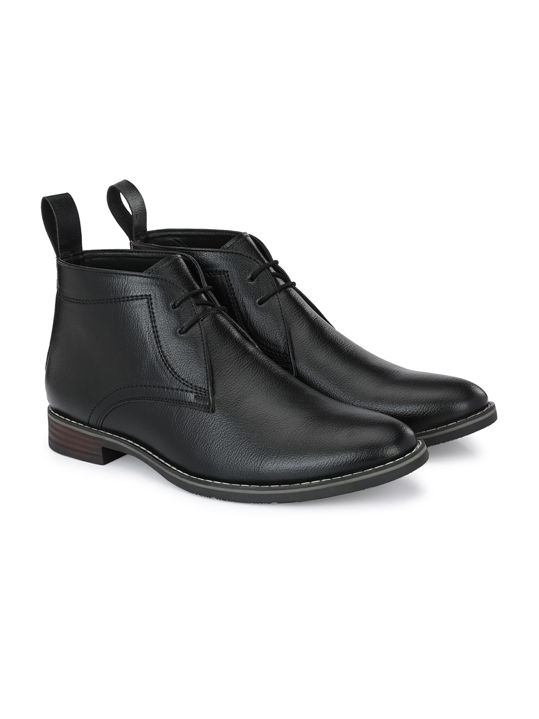 

ATTITUDIST Men Mid-Top Leather Desert Boots, Black
