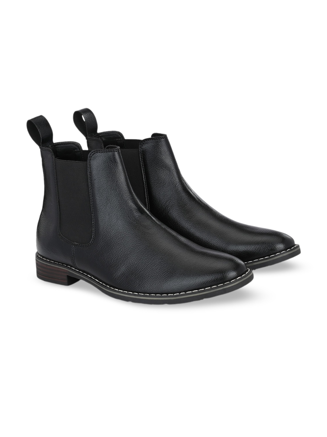 

ATTITUDIST Men Textured Mid-Top Chelsea Boots, Black