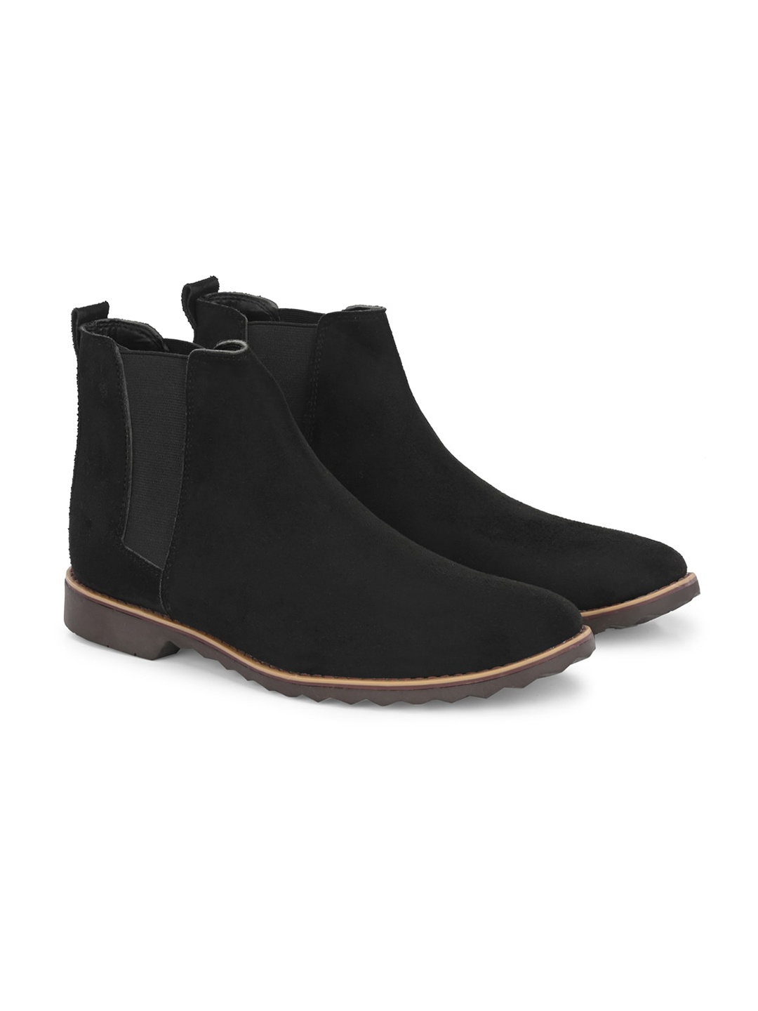 

ATTITUDIST Men Mid Top Chelsea Boots, Black