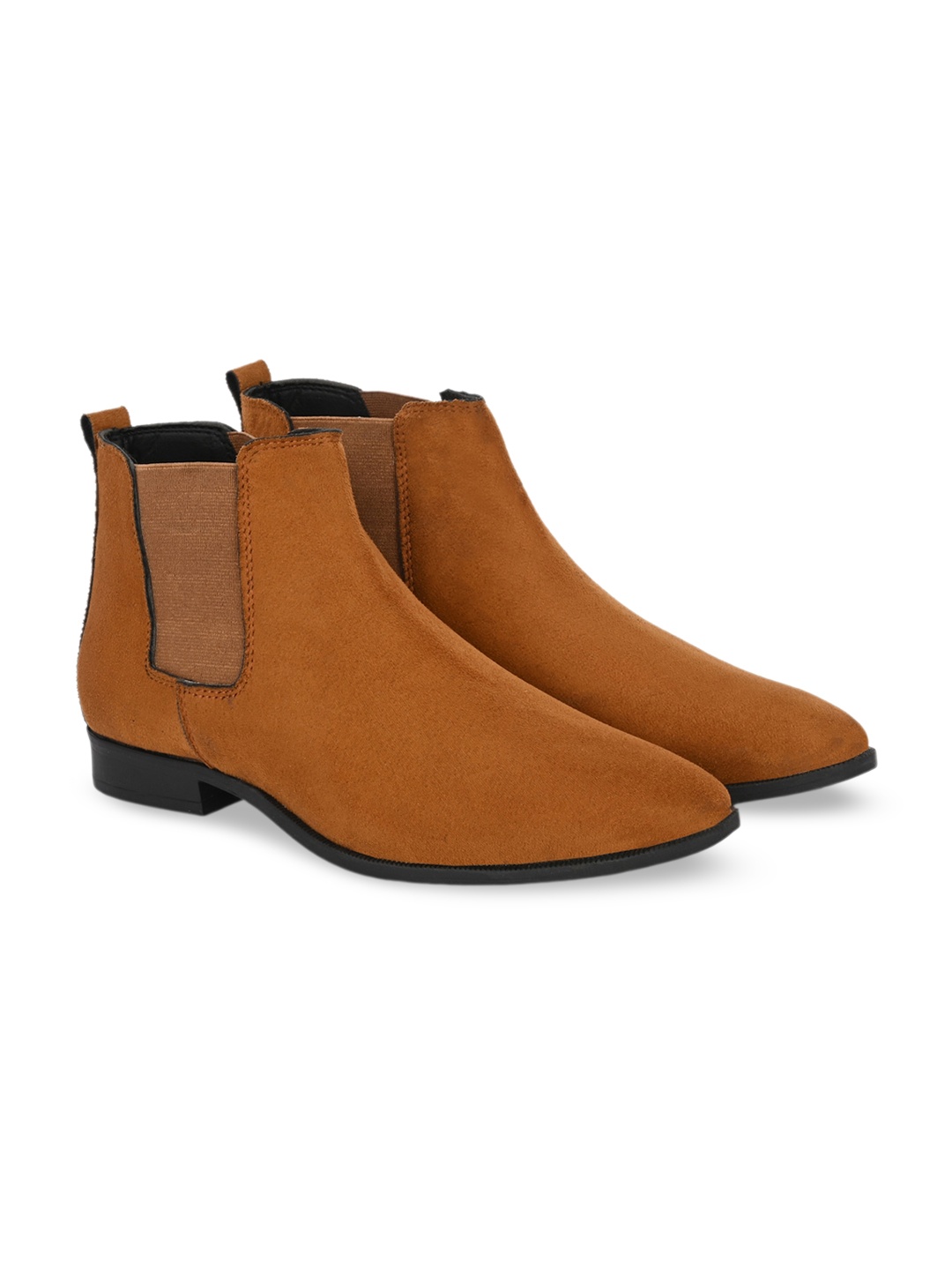 

ATTITUDIST Men Mid Top Anti-Skidding Block Heel Chelsea Boots, Tan