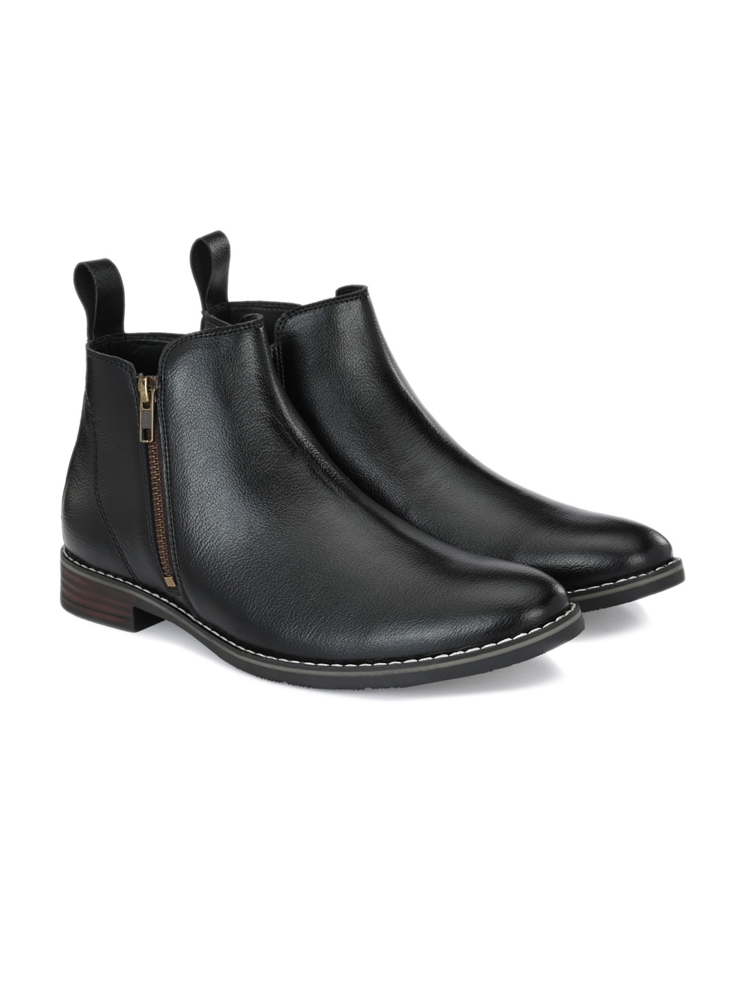 

ATTITUDIST Men Mid Top Block Heel Regular Boots, Black