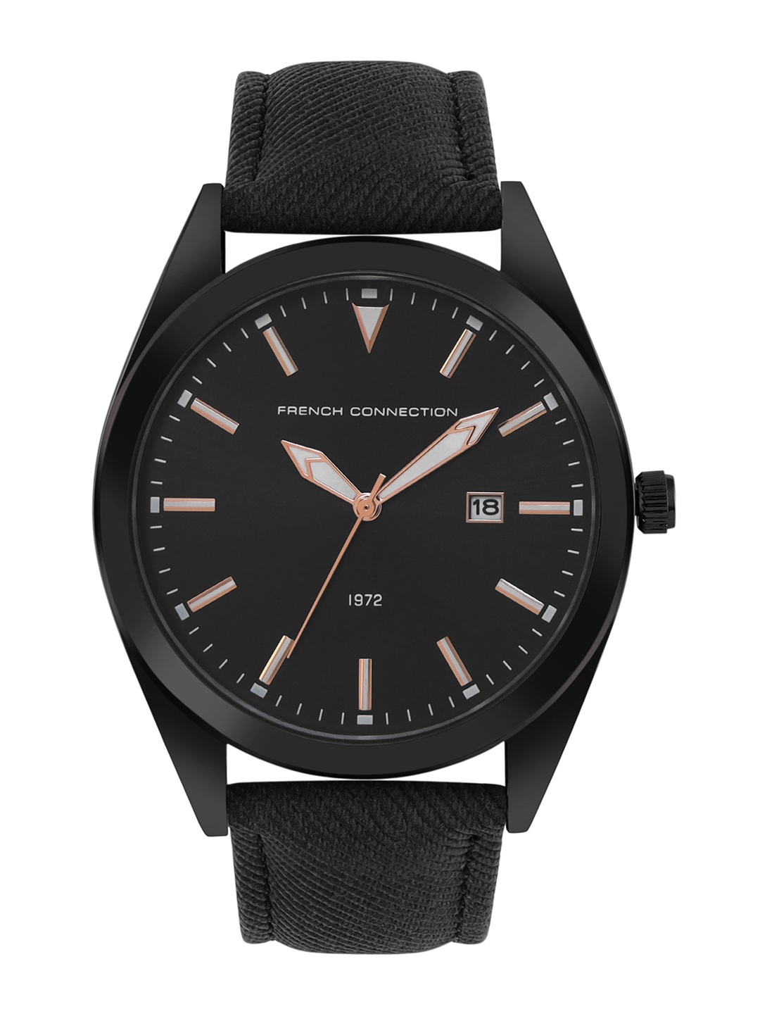 

French Connection Marshal Men Leather Straps Analogue Watch FCN00059C, Black