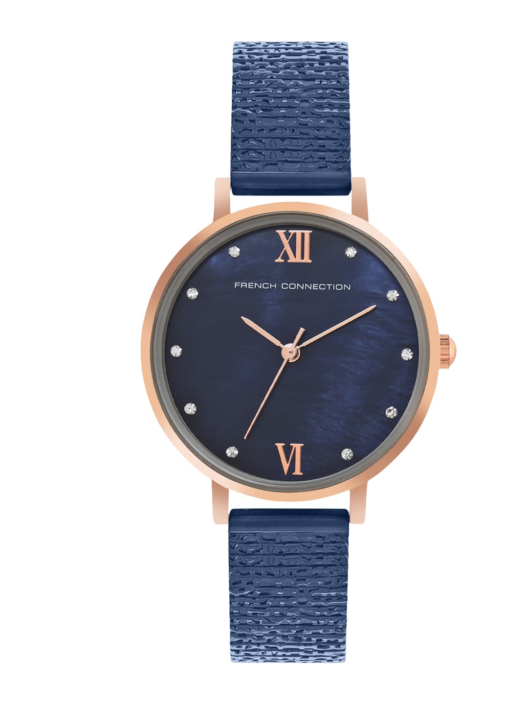 

French Connection Women Embellished Dial & Stainless Steel Straps Analogue Watch FCN00065F, Blue