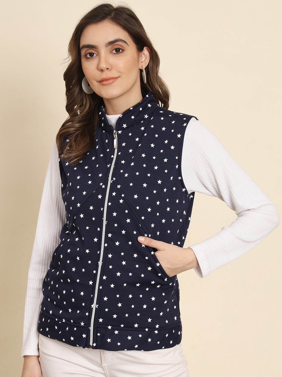 

BAESD Conversational Printed Mandarin Collar Tailored Jacket, Blue