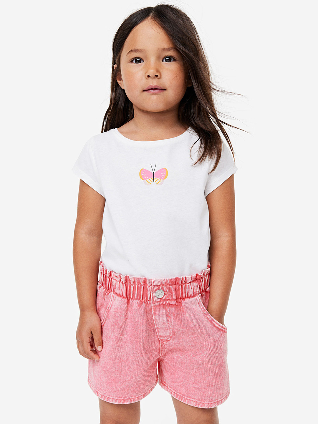 

H&M Girls Pure Cotton Paper Bag Shorts, Pink