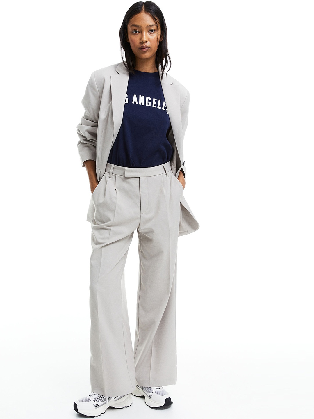 

H&M Women Single-Breasted Blazer, Grey