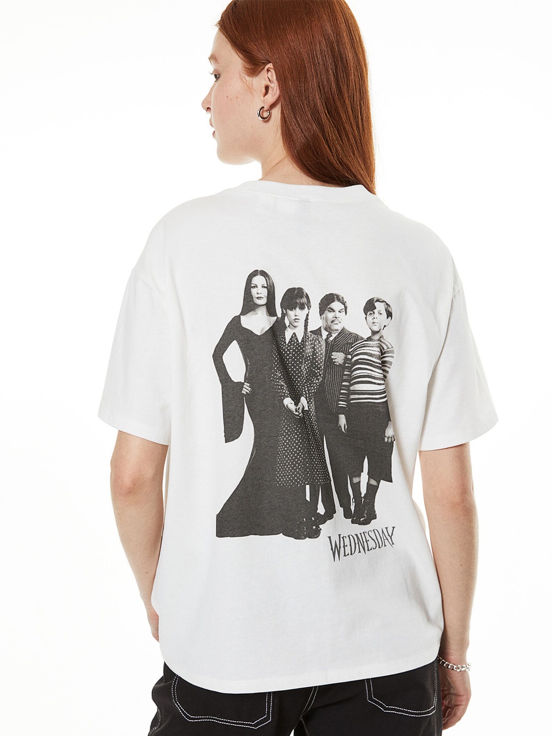 

H&M Pure Cotton Oversized Printed T-Shirt, White