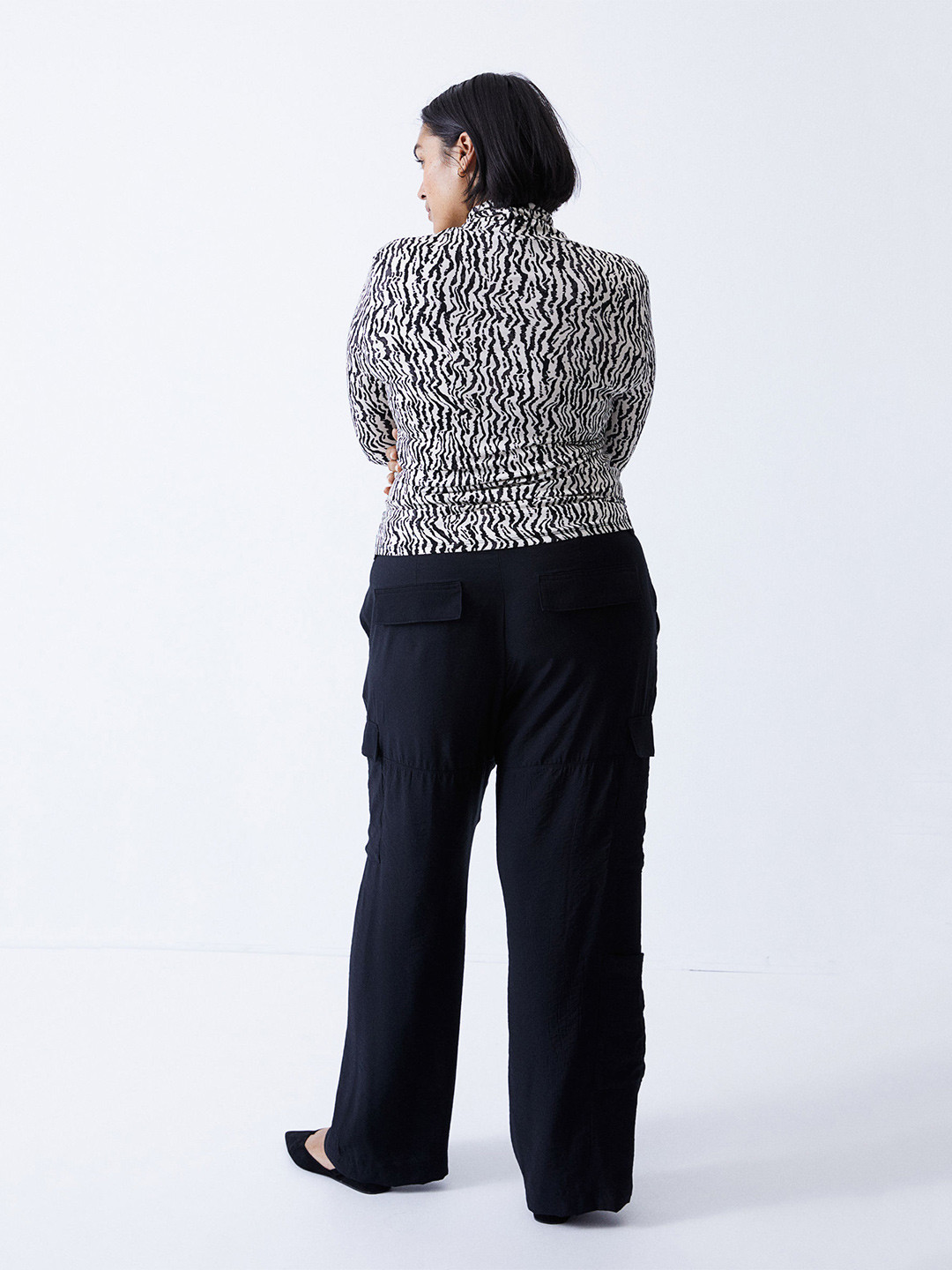 

H&M Polo-Neck Top, Black