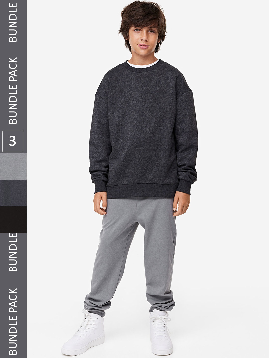 

H&M Boys 3-Pack Cotton Jersey Joggers, Grey
