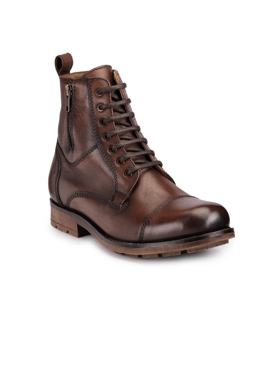 

Teakwood Leathers Men Mid Top Block Heel Leather Regular Boots, Brown