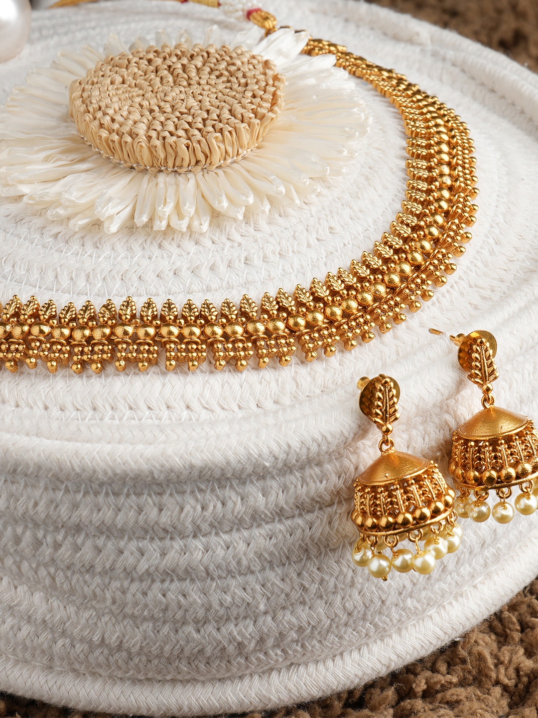 

Vriksham Brass Plated Necklace & Earrings, Gold