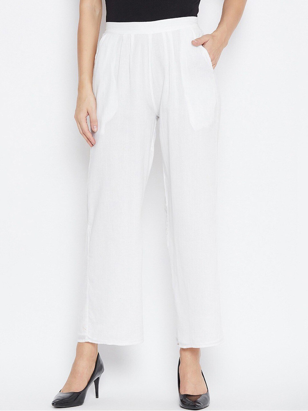 

SUTI Women Comfort Cotton Parallel Trousers, White