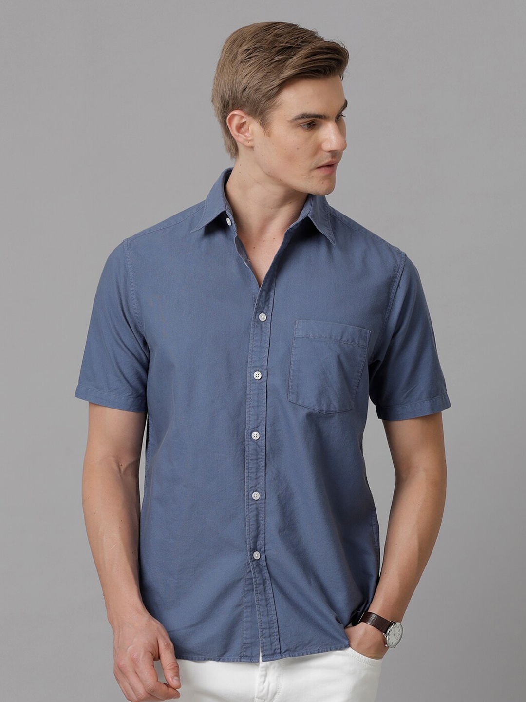 

Aldeno Comfort Spread Collar Oxford Casual Cotton Shirt, Blue