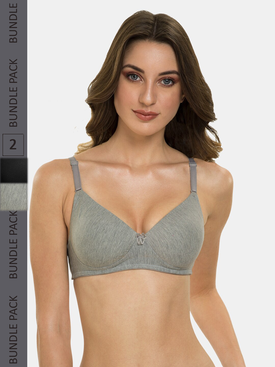 

Tweens Pack Of 2 Lightly Padded Full Coverage T-Shirt Bras With All Day Comfort, Grey