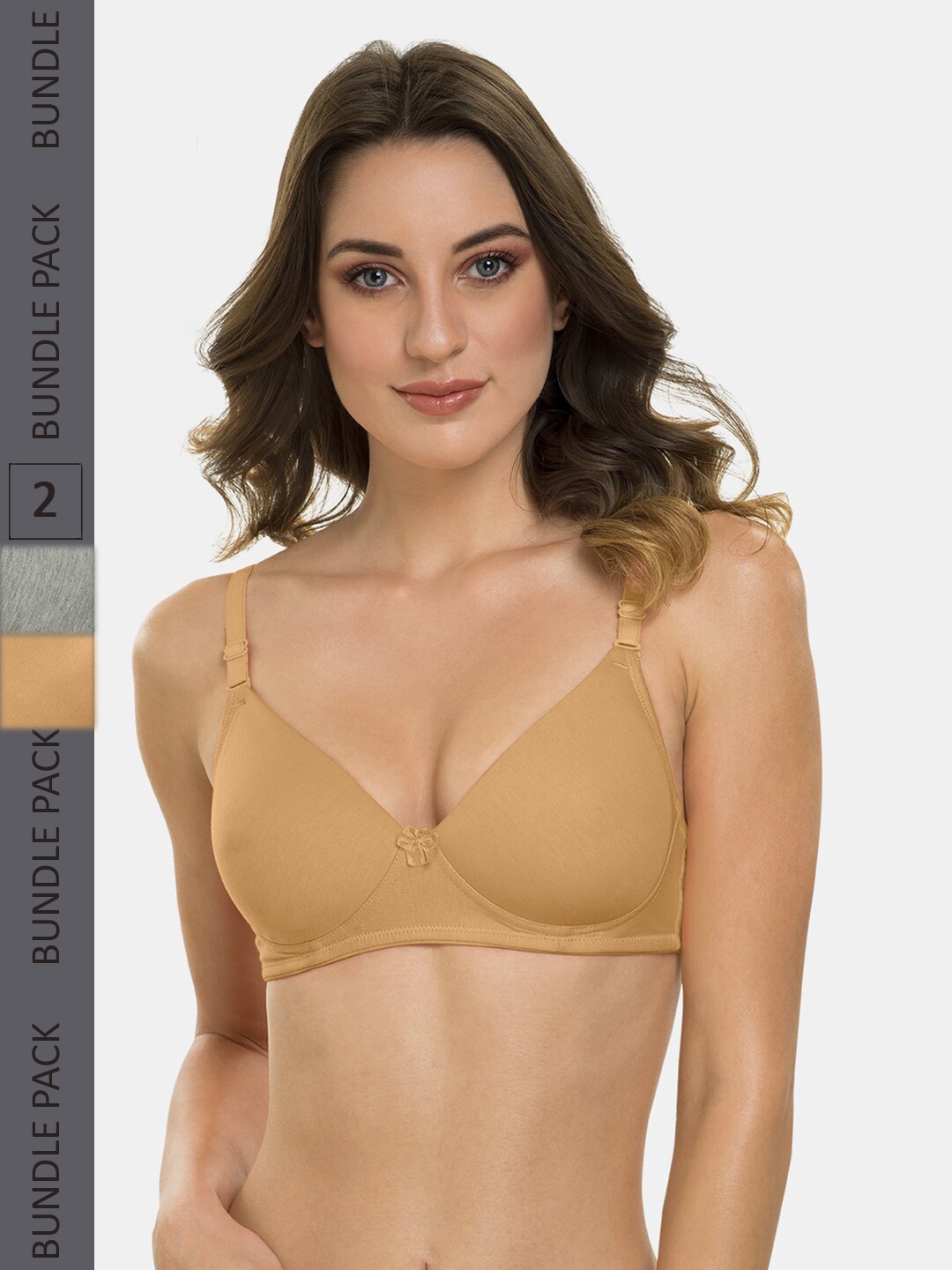 

Tweens Pack Of 2 Lightly Padded Full Coverage T-Shirt Bras With All Day Comfort, Beige