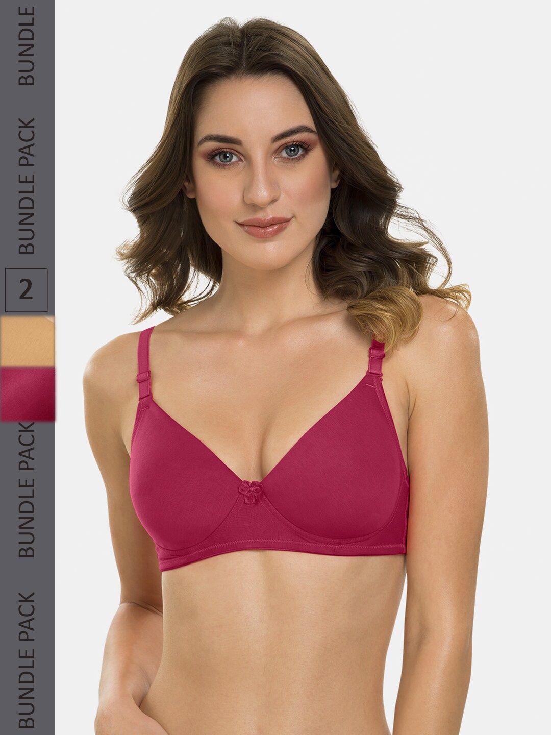 

Tweens Pack Of 2 Full Coverage Lightly Padded Cotton T-shirt Bra, Maroon