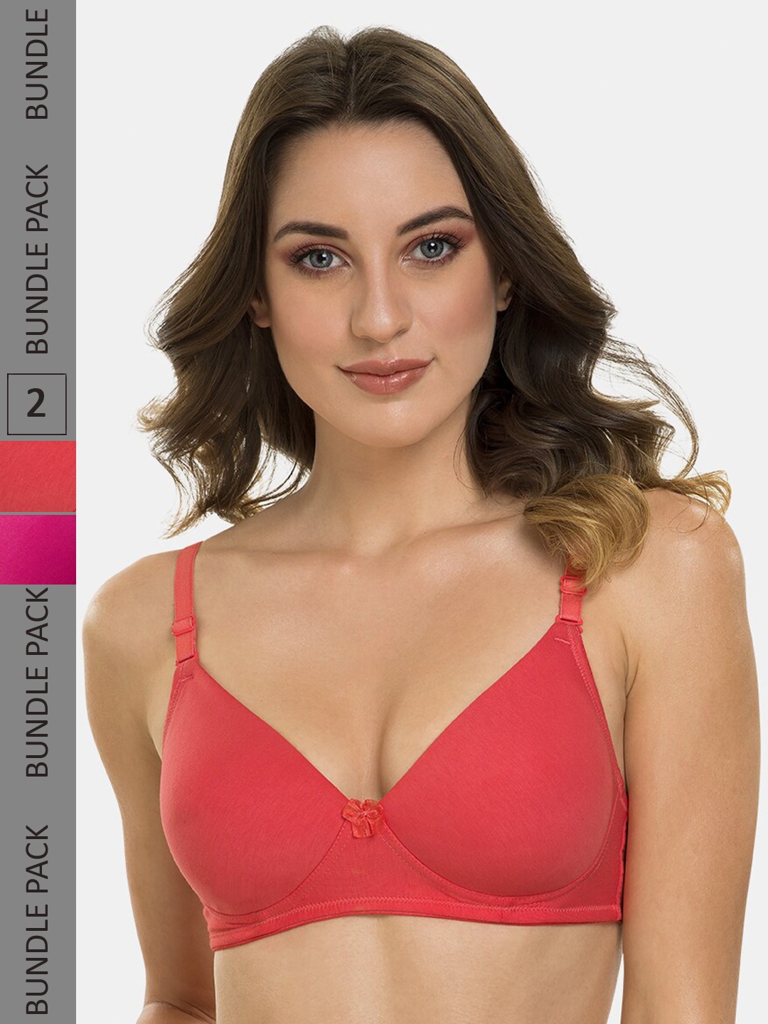 

Tweens Pack Of 2 Lightly Padded Full Coverage T-Shirt Bras With All Day Comfort, Coral