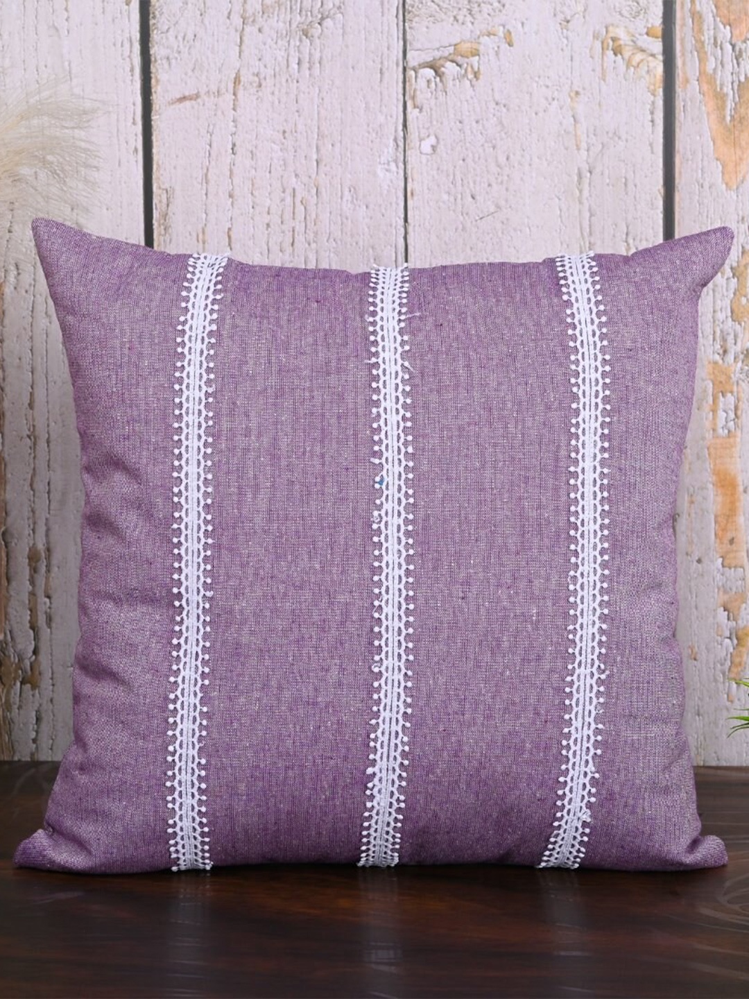

OUSSUM Pink & White 5 Pieces Striped Cotton Square Cushion Covers