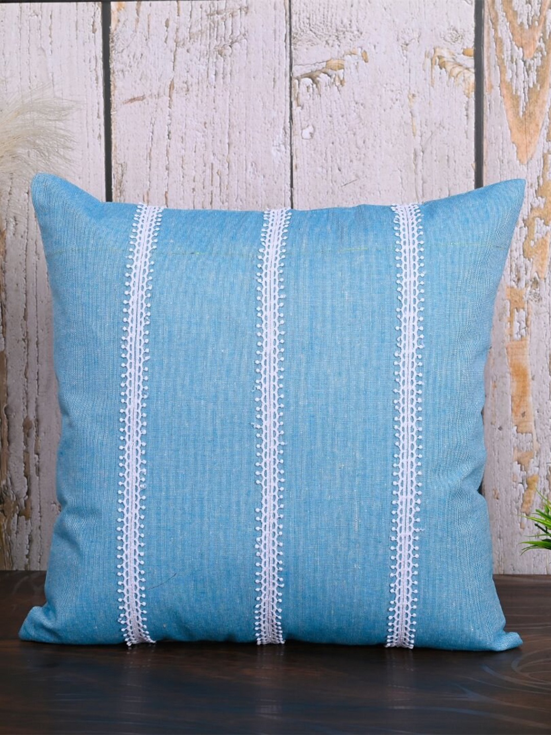 

OUSSUM 5 Pieces Blue & White Striped Cotton Square Cushion Covers