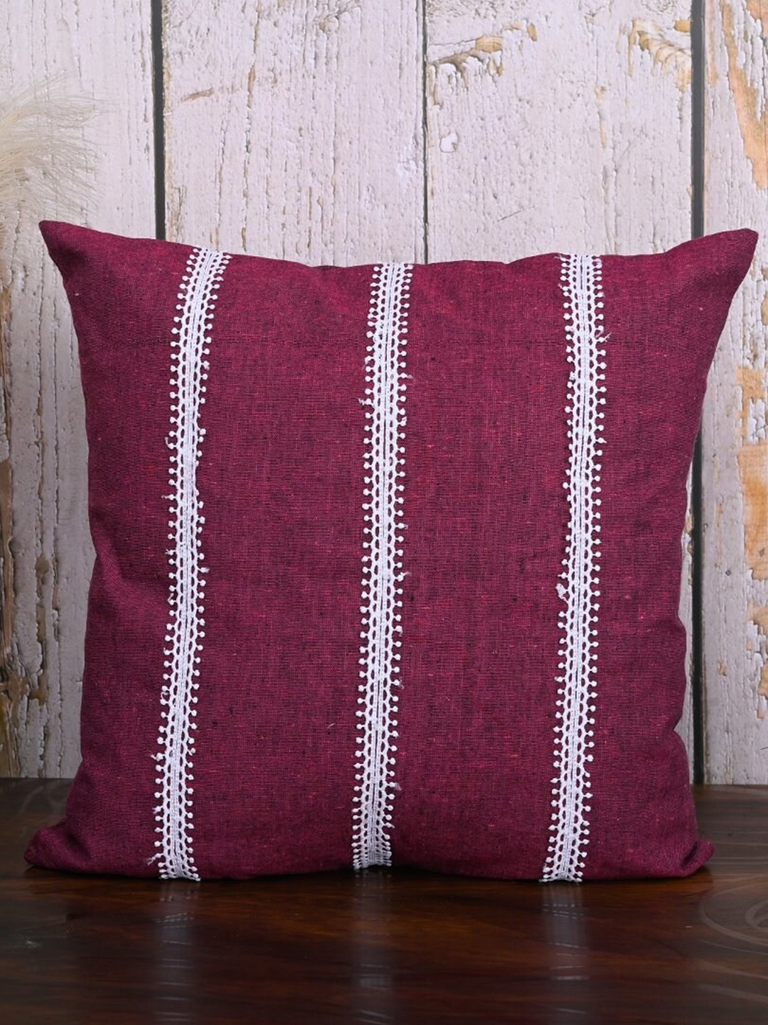 

OUSSUM Pink & White 5 Pieces Striped Cotton Square Cushion Covers
