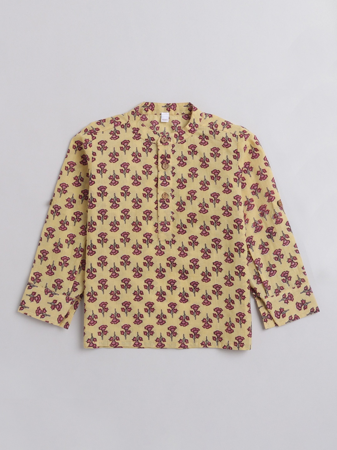 

The Magic Wand Boys Floral Printed Pure Cotton Kurta, Mustard