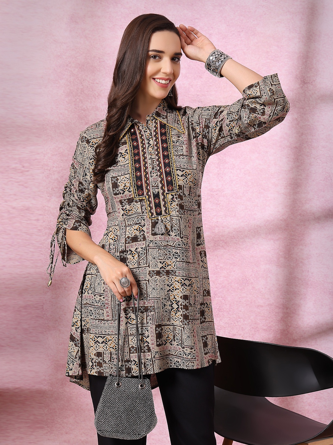 

Nayam By Lakshita Women Printed Tunic with Palazzos, Black