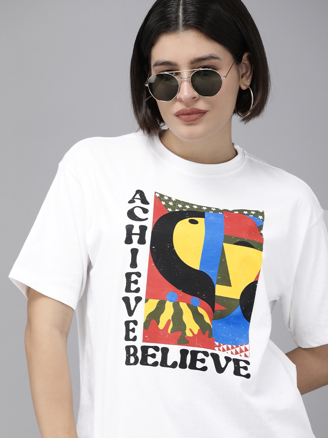 

Roadster Women Printed Bio Finish T-shirt, White